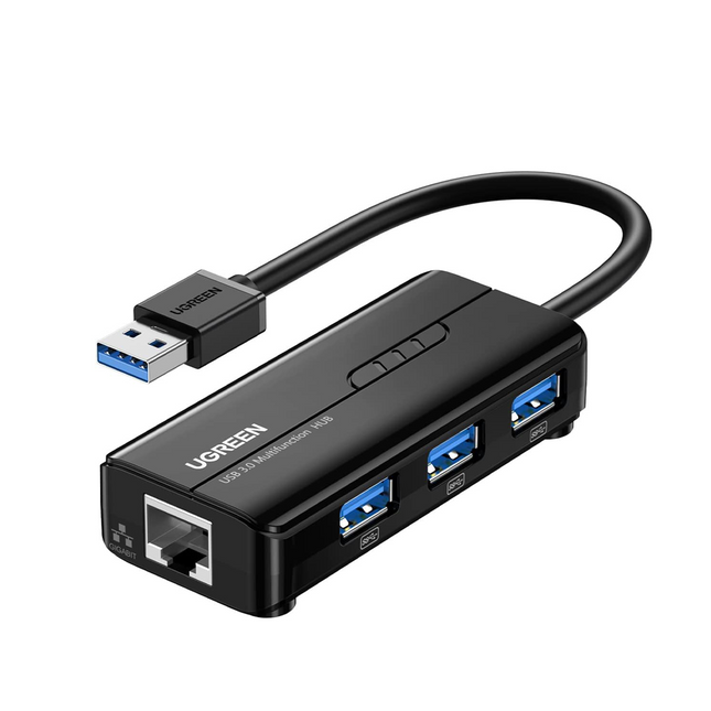 Hub Ethernet 3.0 4 en 1 USB 3.0x3  RJ45x1 Ugreen
