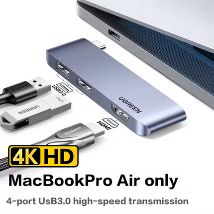 Adaptador 3 en 1 USB-C a HDMI 4k y USB 3.0 Ugreen