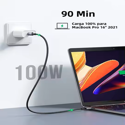 Cable Carga Rapido USB-C a USB-C PD100W Ugreen 3 Metros