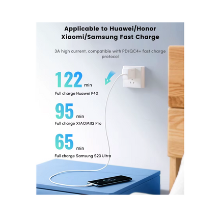 Cable Carga Rapido USB-C a USB-c 3A, PD60W, 2M Ugreen