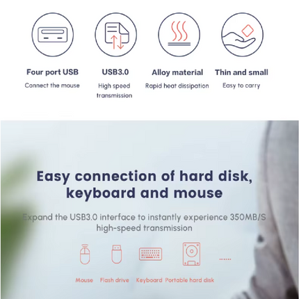 Adaptador 4 en 1 USB-C a USB 3.0x4 Ugreen