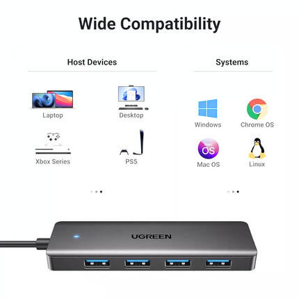 Hub USB 3.0, 4 puertos USB, UGREEN